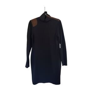 Ralph Lauren Rugby 100% Wool Black Suede Embellished Sheath Mini Dress, Sz Large